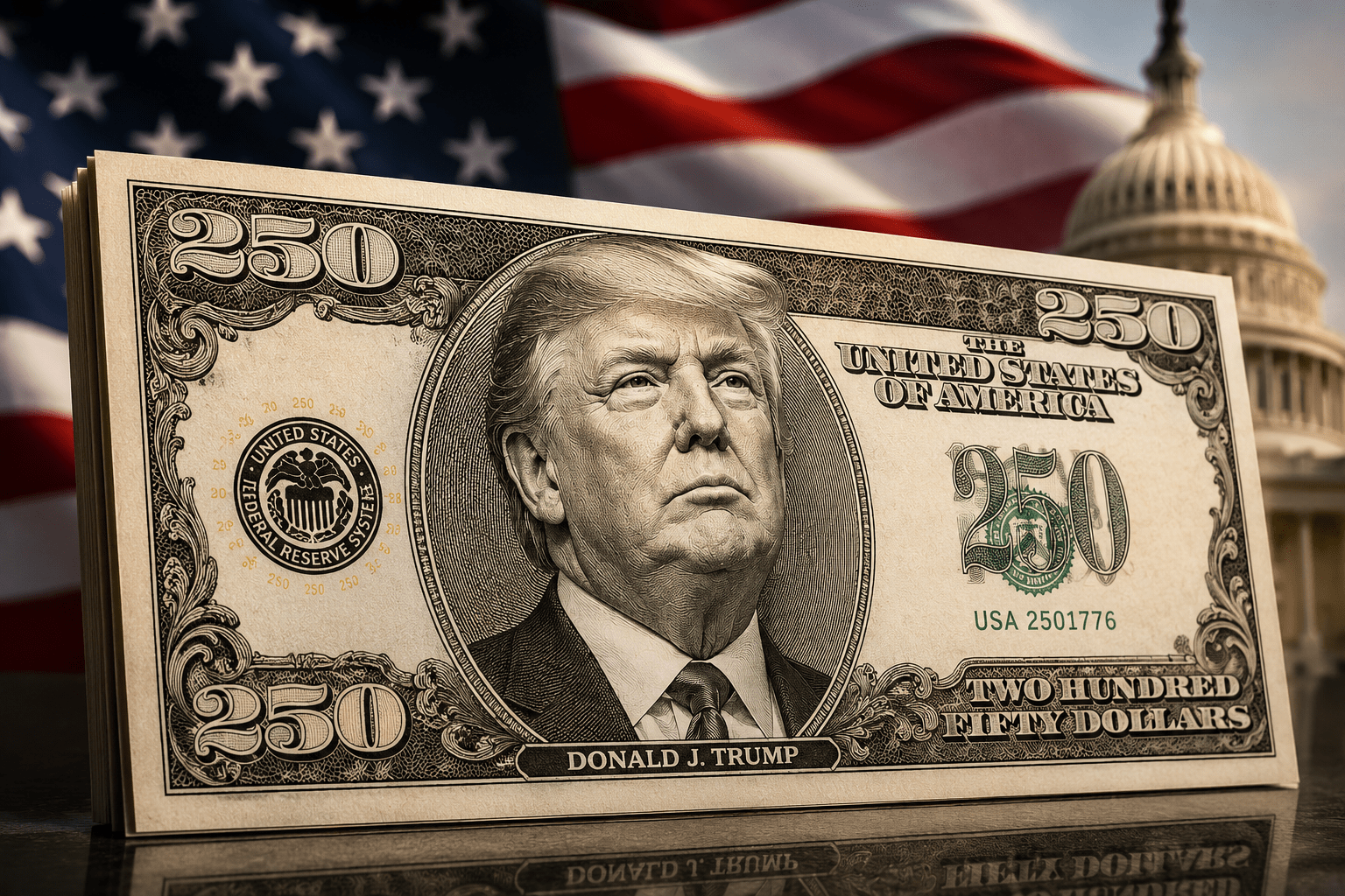 Trump en los billetes: impulsan propuesta para crear un billete de 250 dólares con el rostro del presidente